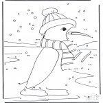 Vinter-malesider - Cijfertekening sneeuwpop