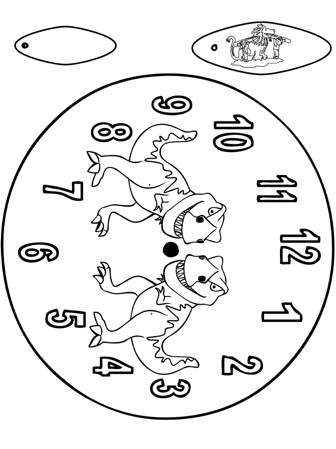 Clock dino - Udklipningsark
