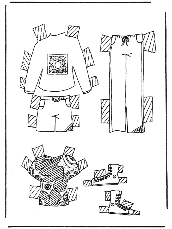 Cloth paper doll 5 - Påklædningsdukker