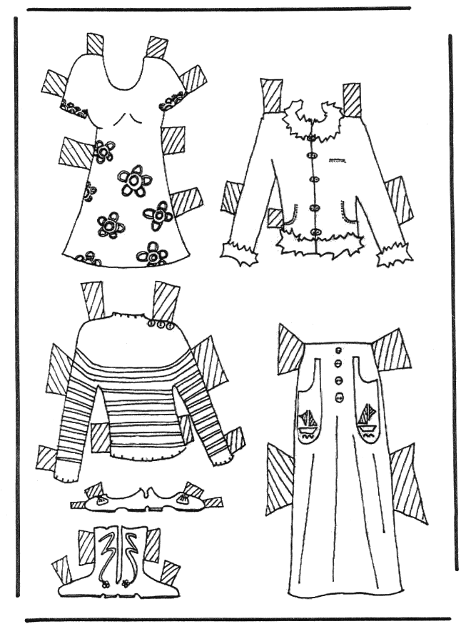 Cloth paper doll 6 - Påklædningsdukker