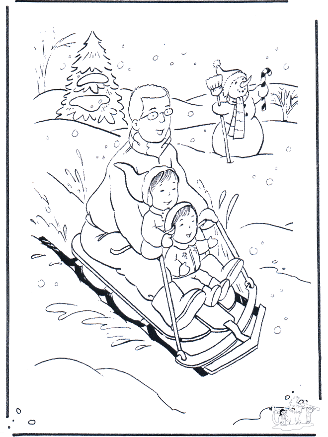 Coloring page sledge - Malesider med sne