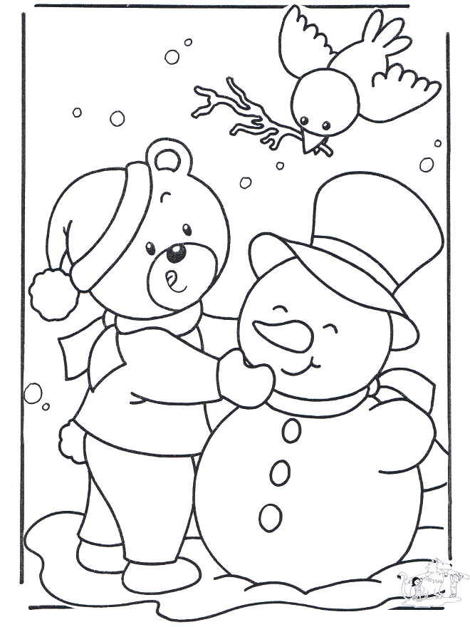 Coloring page snow - Malesider med sne