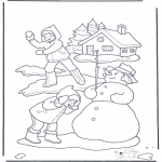 Vinter-malesider - Coloring page snowball