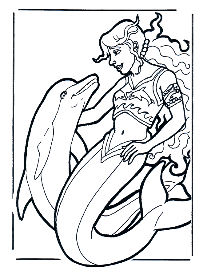 Coloring pages dolphins - Delfiner og Vanddyr