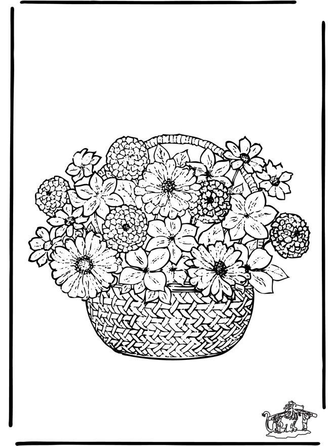 Coloring pages flowers - Malesider med blomster