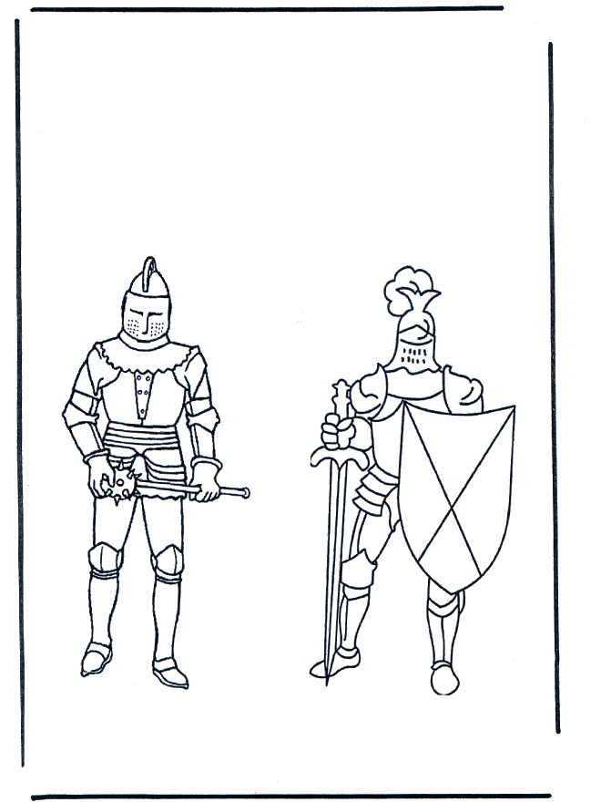 Coloring pages knights - Malesider med riddere