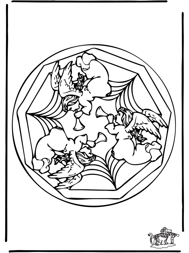 Coloring pages mandala angel - Børne-mandalaer