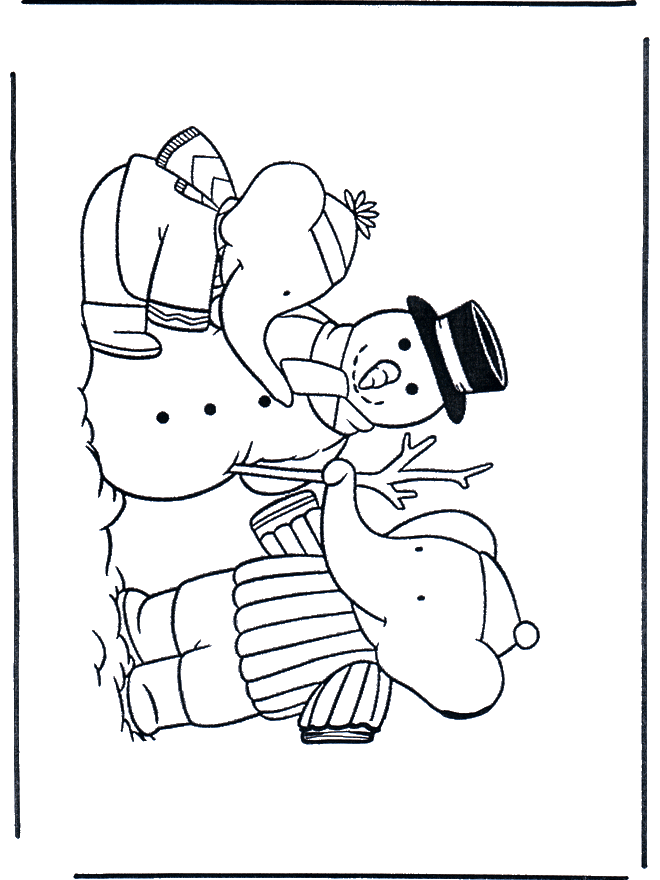 Coloring pages Snowman 1 - Malesider med sne