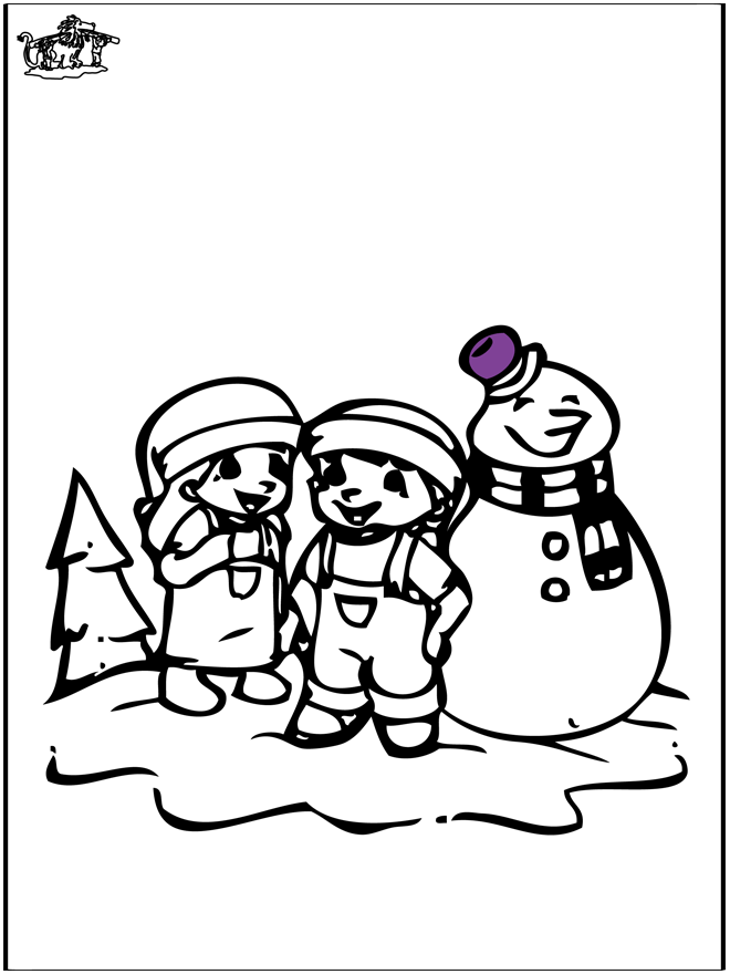 Coloring pages Snowman 2 - Malesider med sne