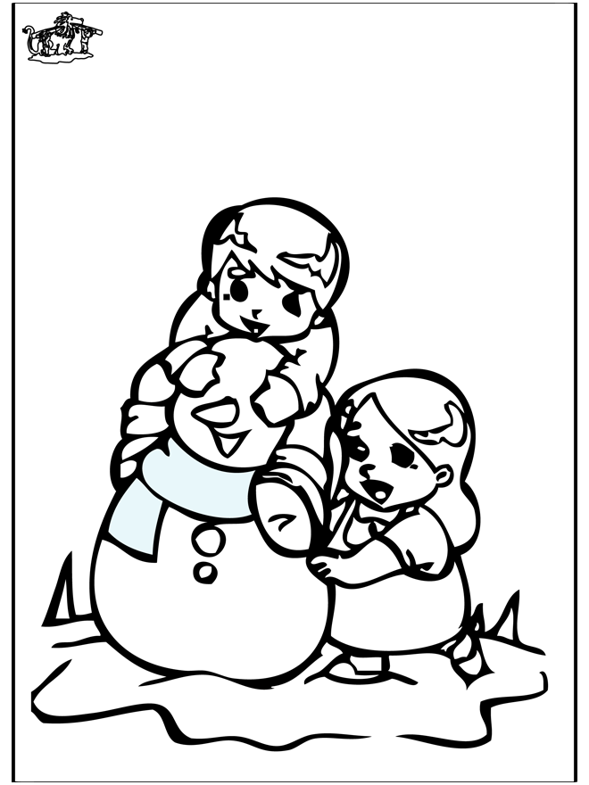 Coloring pages Snowman 3 - Malesider med sne