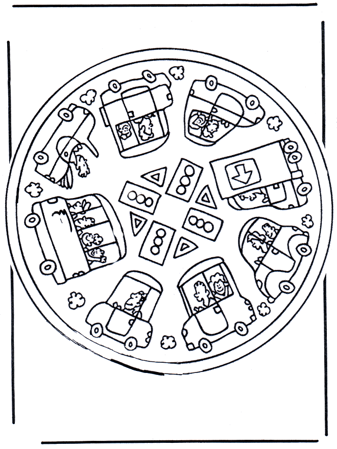 Coloring pictures mandala car - Børne-mandalaer