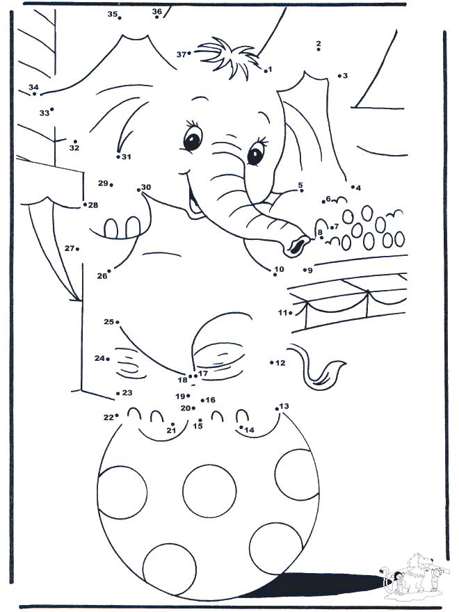 Connect the Dots - elephant 2 - Prik-til-prik