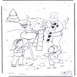 Vinter-malesider - Dad with snowman