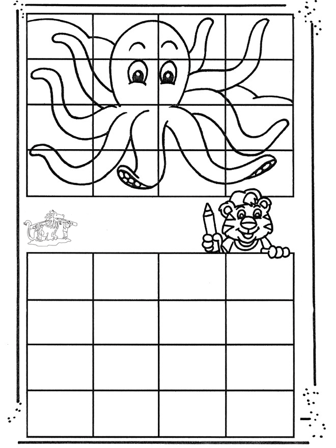 Drawing octopus - Tegn en kopi