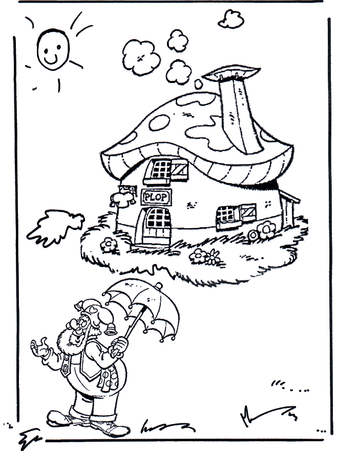 Dwarf near his house - Malesider med dværgen Plop