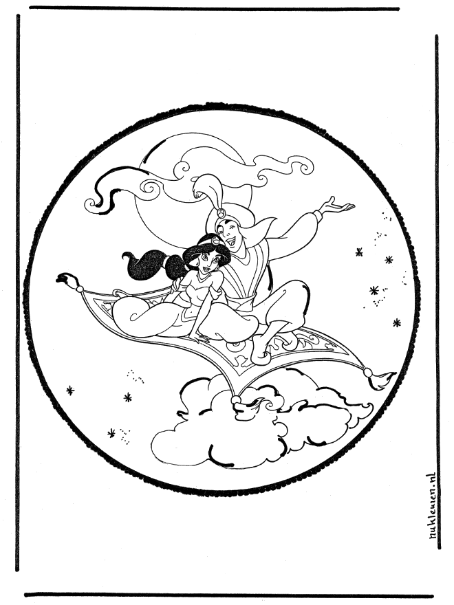 Free coloring pages Aladdin - Prik-kort med sjove figurer