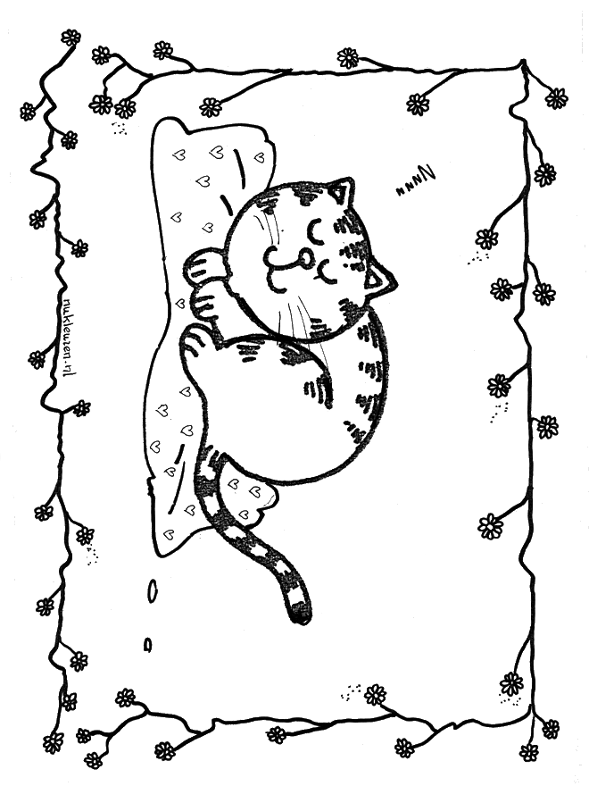 Free coloring pages cat - Malesider med kattedyr