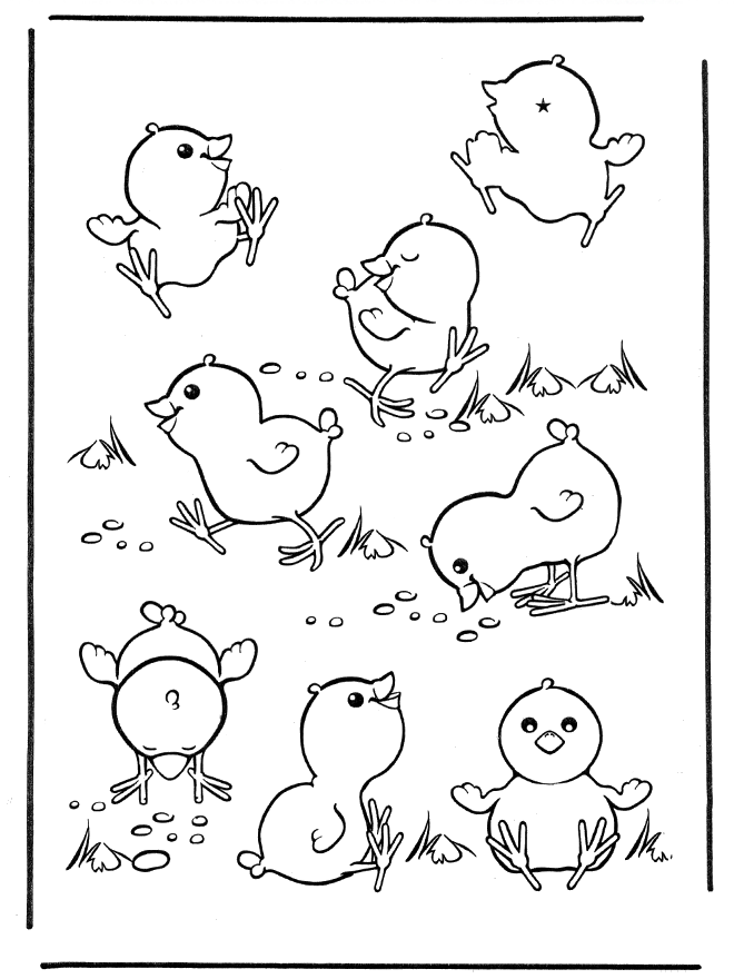 Free coloring pages easter chicken 1 - Påske