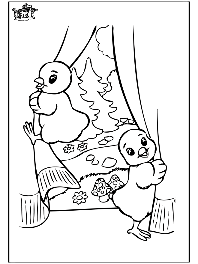 Free coloring pages easter chicken 2 - Påske