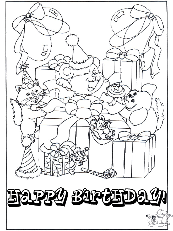 Free coloring pages Happy Birthday - Malesider med fødselsdag
