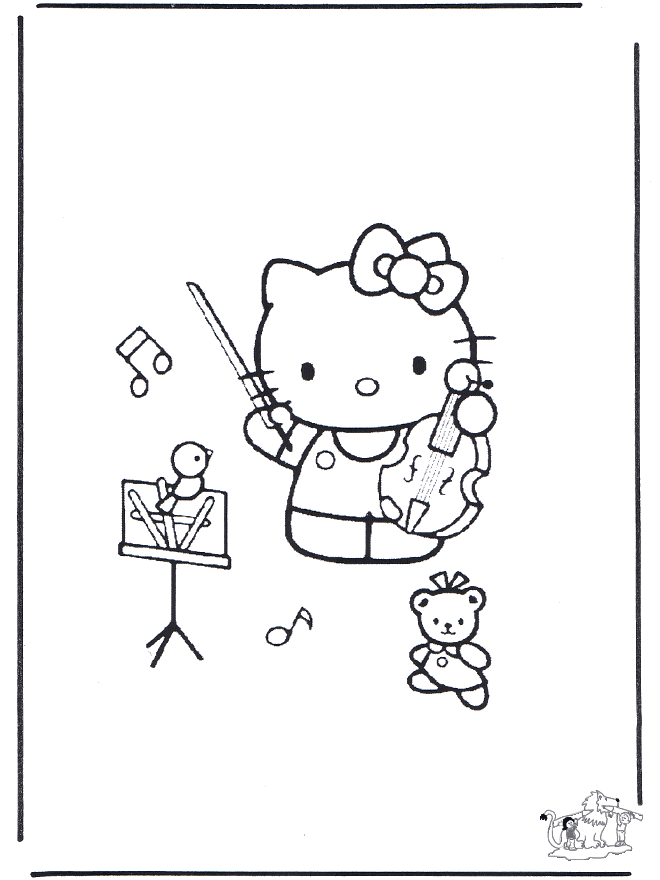 Free coloring pages Hello Kitty - Malesider med musik