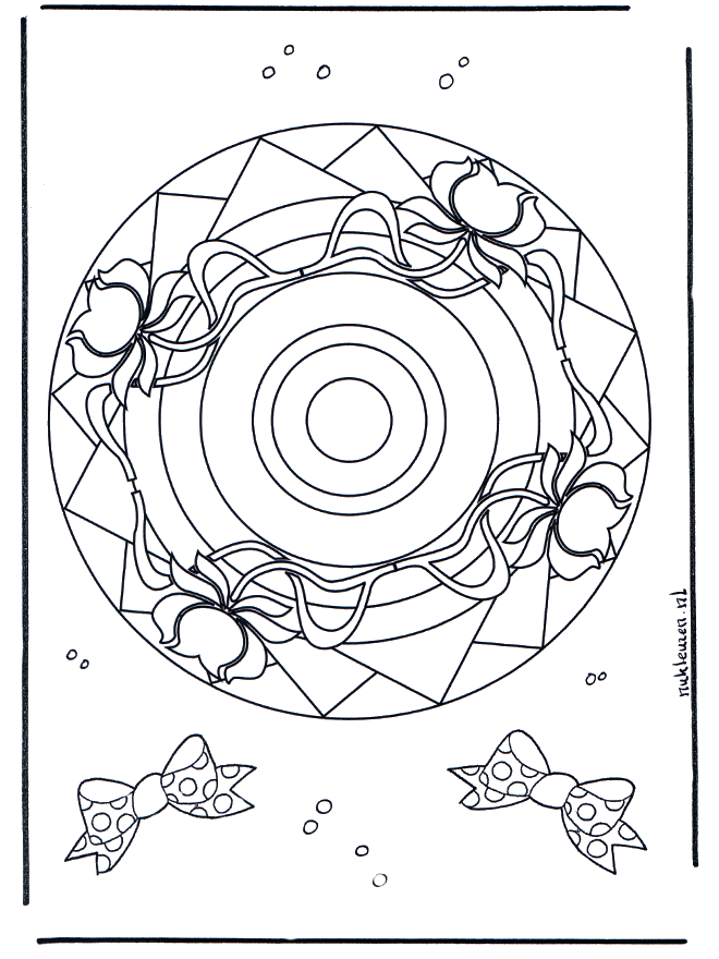 Free coloring pages mandala roses - Blomster-mandalaer