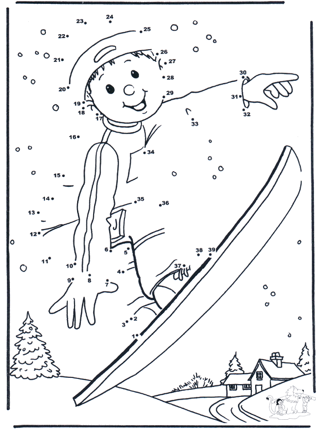 Free coloring pages Snowboarding - Malesider med snowboarding