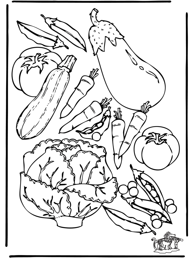 Free coloring pages vegatables - Frugt og grøntsager