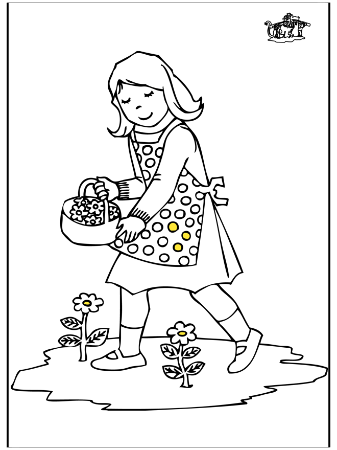 Girl with flowers - Malesider med børn