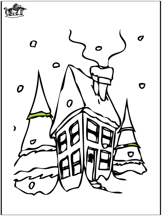 House in the snow 2 - Malesider med husmotiver