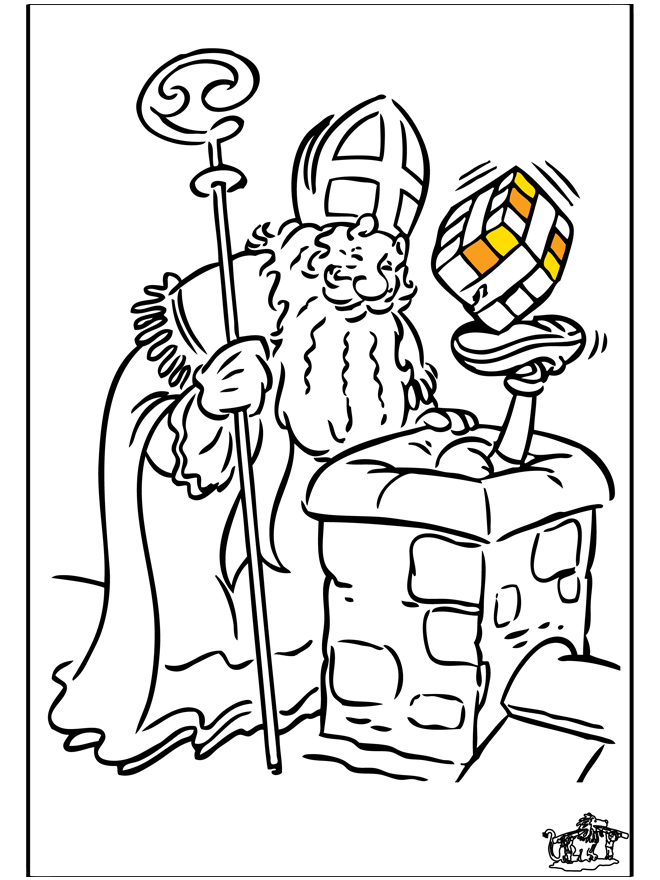 Kleurplaat Sint 3 - Sint Nicolas coloring pages