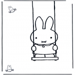 Børne-malesider - Little rabbit on swing