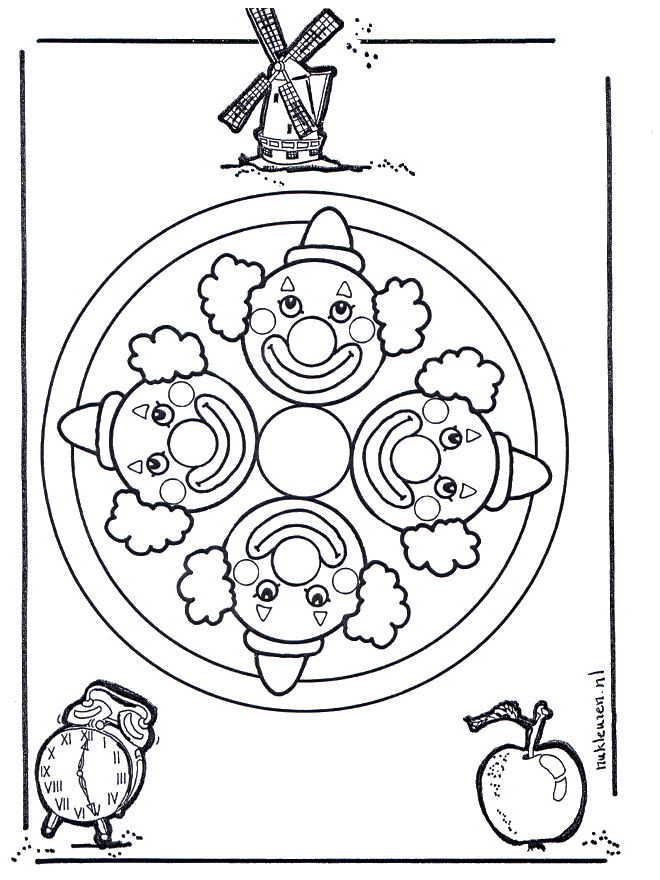 Mandala clown - Børne-mandalaer