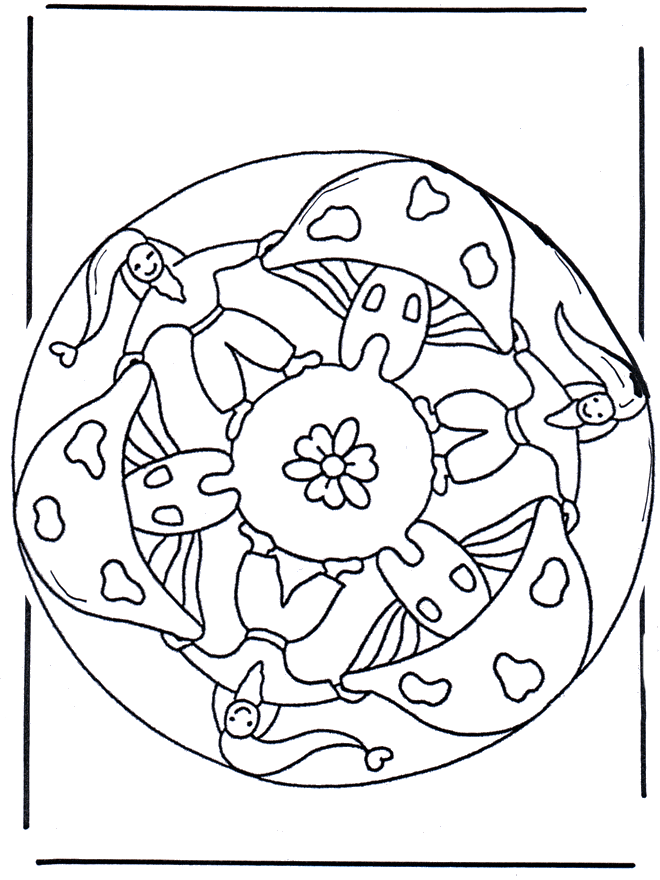 Mandala with mushroom 2 - Malesider - efterår