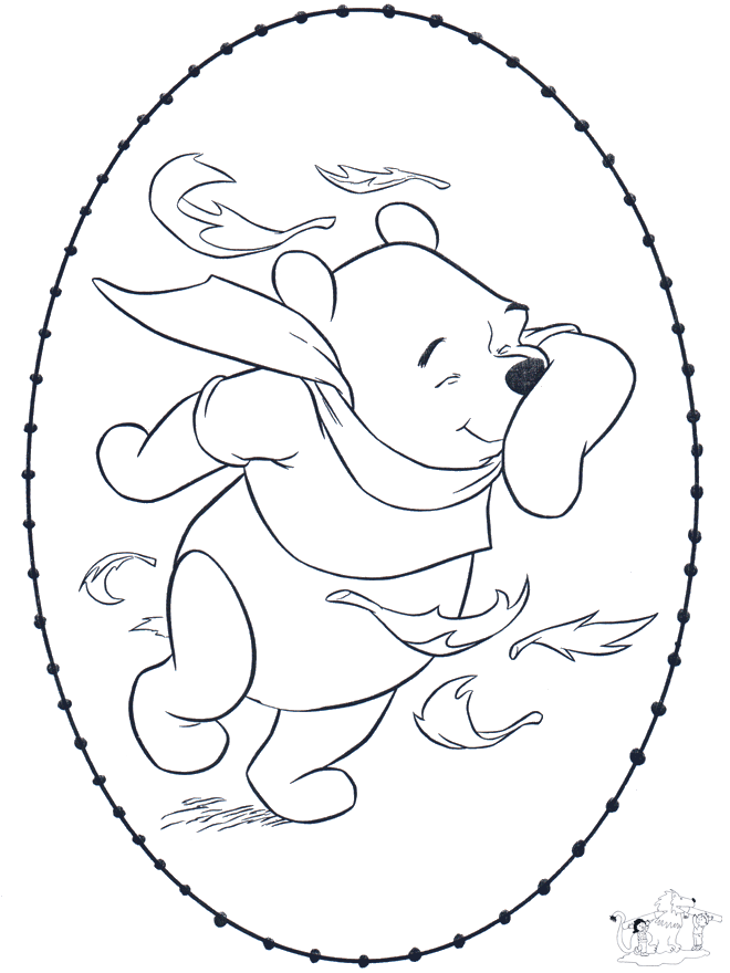Pooh stitchingcard 1 - Broderi med sjove figurer