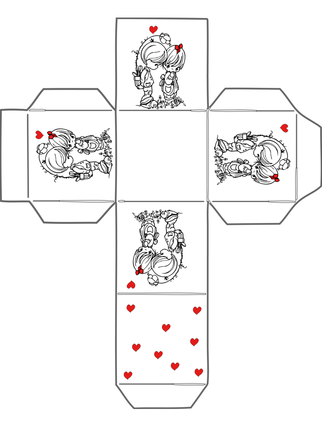 Present box valentine - Udklipningsark