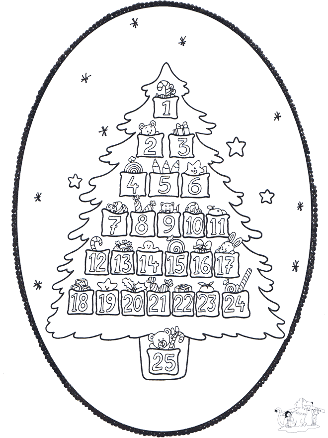 Pricking card - Christmas calendar - Flere prik-kort