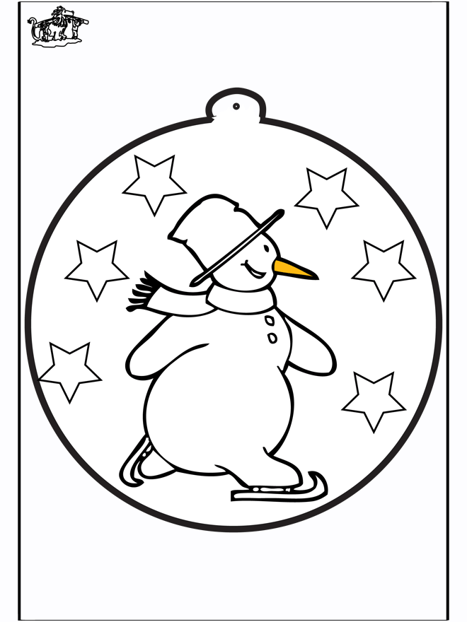 Pricking card snowman 1 - Malesider med skøjter