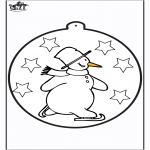 Vinter-malesider - Pricking card snowman 1