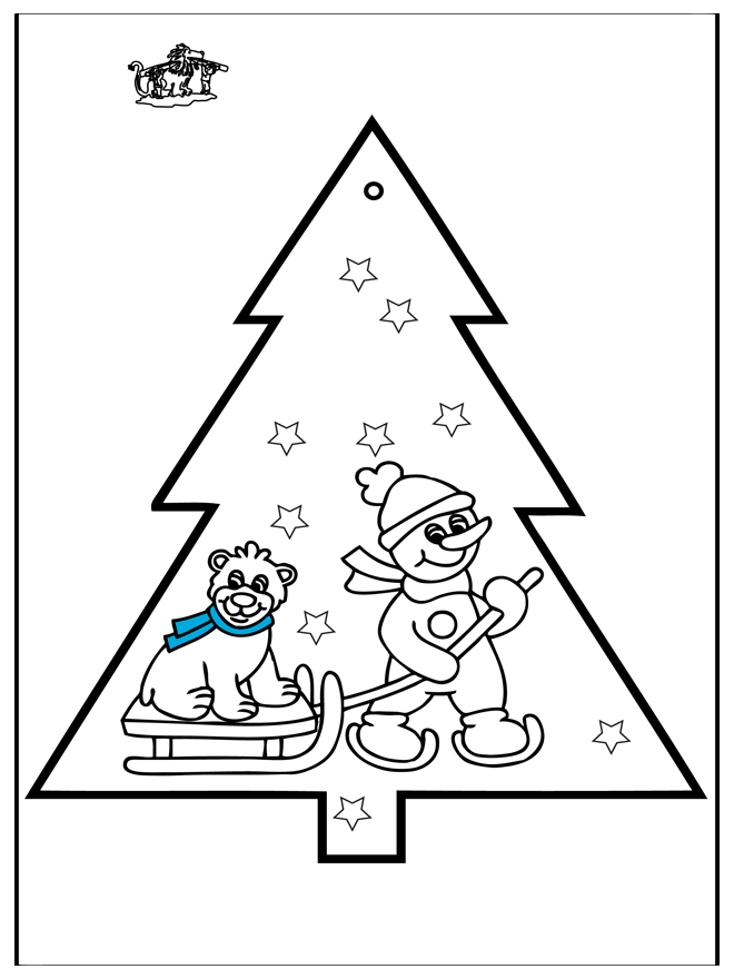 Pricking card snowman 3 - Prik-kort ' jul