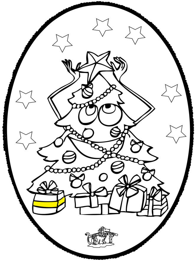 Prickingcard Christmas tree 3 - Prik-kort ' jul