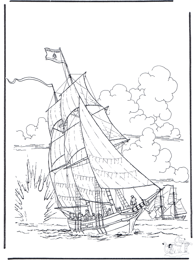 Schip in gevecht - Malesider med skibe
