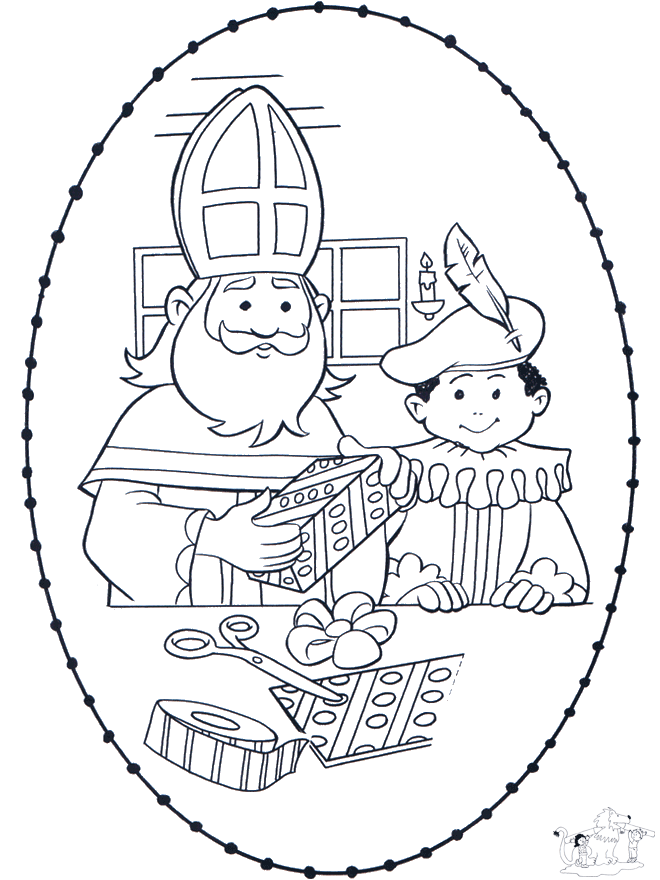 Sinterklaas borduurkaart 1 - Broderi med sjove figurer