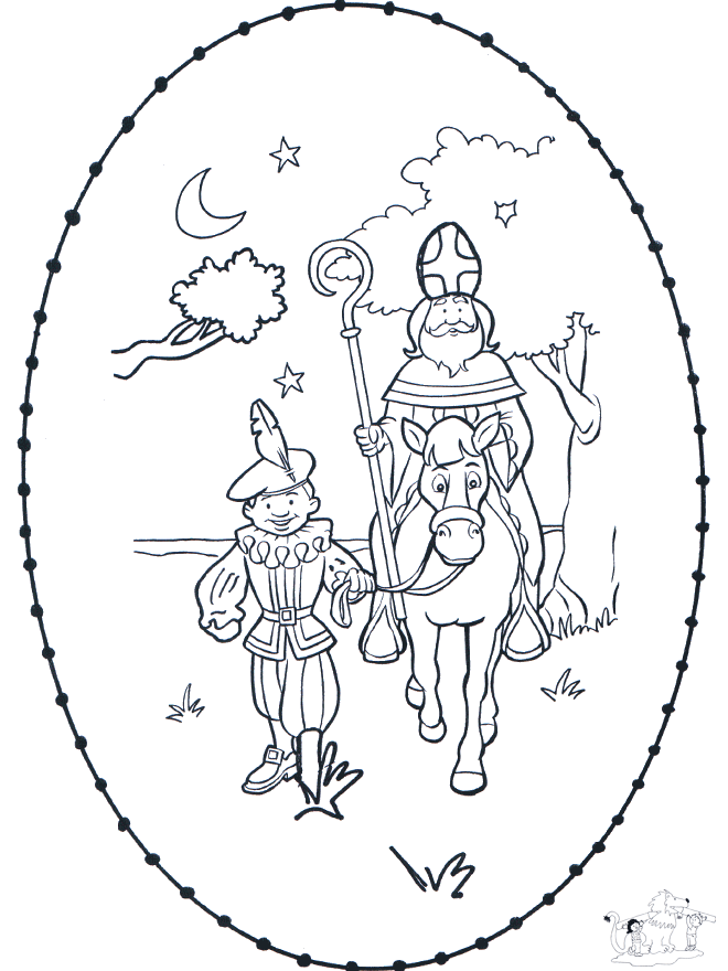 Sinterklaas borduurkaart 3 - Broderi med sjove figurer