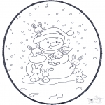 Prik-kort - Snowman prickingcard