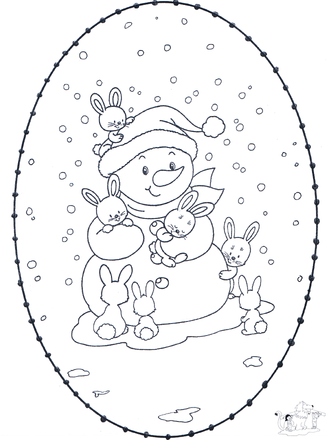 Snowman stitchingcard - Broderi med sjove figurer