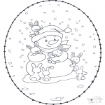 Sy-kort - Snowman stitchingcard