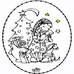 Sy-kort - Stitchingcard Girl and Christmastree